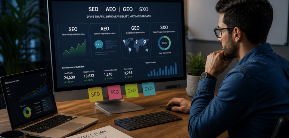 SEO, AEO, GEO & SXO